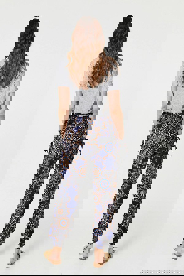 Navy | Mosaic Print Pocket Detail Pants