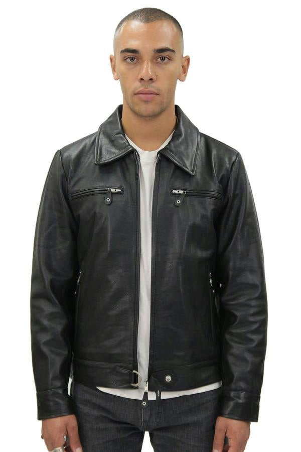 Infinity Leather Mens Black Cowhide Leather Harrington Jacket-Geneva