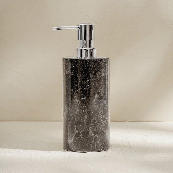 Beige marble soap dispenser lifestyle genuine stone bathroom