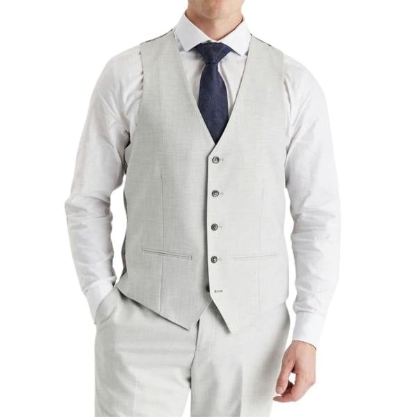 Infinity Leather Men's Silver Lightweight Summer Wedding Party Waistcoat