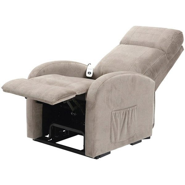Single Motor Rise and Recline Lounge Chair Pebble Coloured Micro Fibre Material Loops