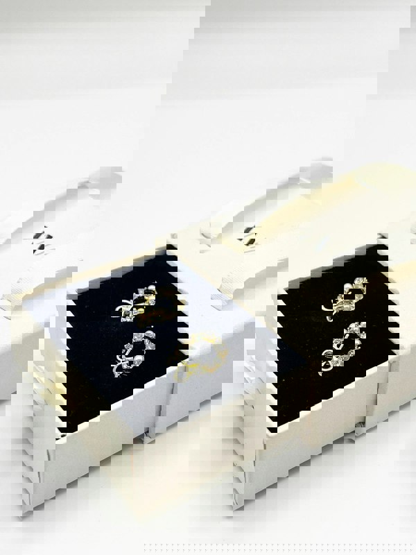 SVNX Pearl & Diamante Bow Wreath Stud Earrings - Gift Boxed