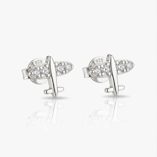 MUCHV Tiny Airplane Stud Earrings
