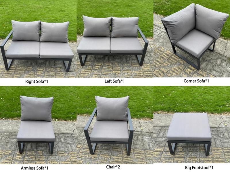 Fimous Aluminium Garden Furniture Sets,9 Seater Outdoor Conversational Dining Set with Adjustable Rising Lifting Dining Table Cushions