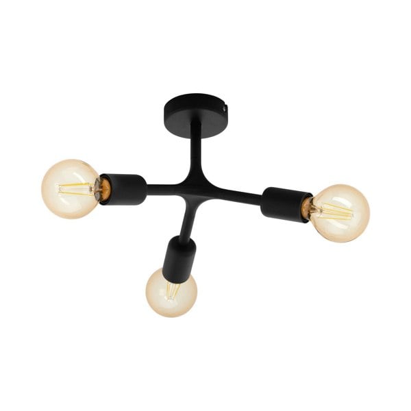 Flush 3 Bulb Ceiling Light Colour Black Arms & Lamp Holders Bulb E27 3x60W Loops