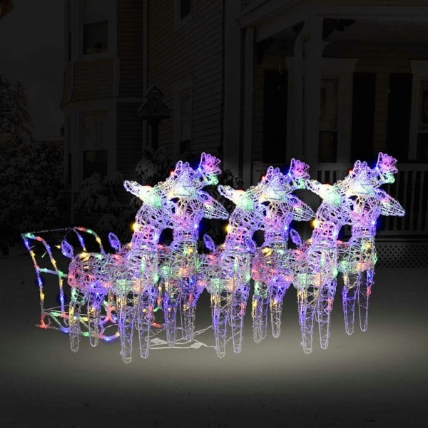 Berkfield Reindeers & Sleigh Christmas Decoration 320 LEDs Acrylic