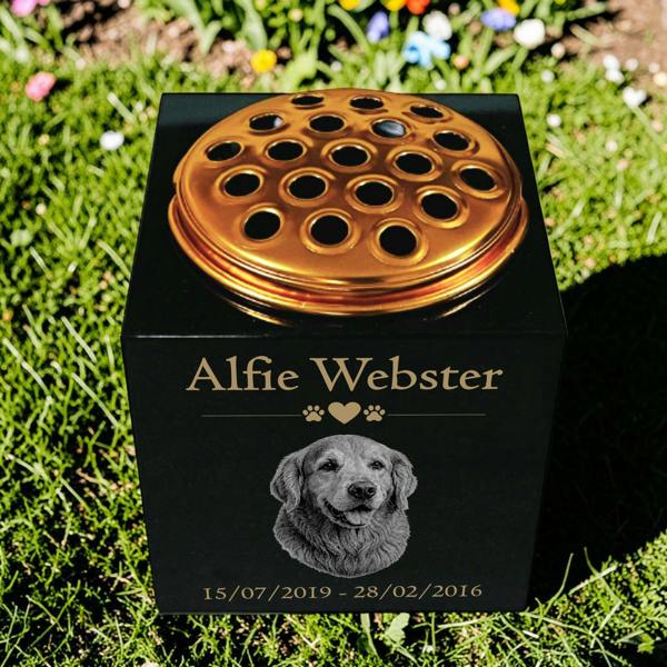 Memorials Direct Dog Memorial Granite Photo Vase