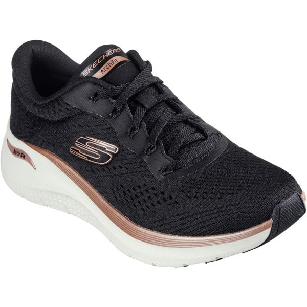 Skechers Arch Fit 2.0 Glow The Distance Women's Trainers in Black/Rose Gold