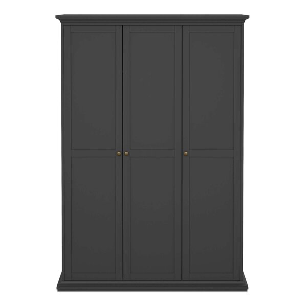 Wyld Haus Osaka Matt Dark Grey Wooden Wardrobe 3 Doors