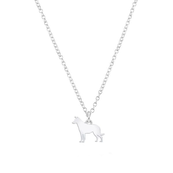 Smooth Collie Silhouette Silver Necklace - Personalised - MYLEE London