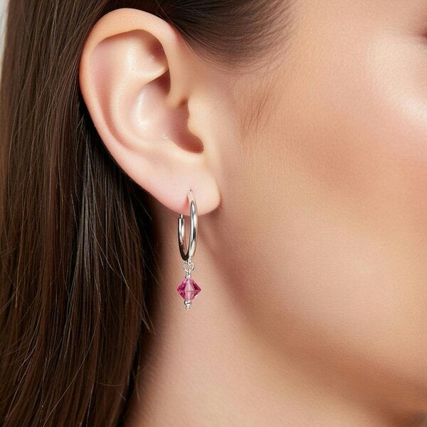 The Colourful Aura Pure Silver Bali Asian Tiny Lightweight Dainty Unisex Hoop Earring
