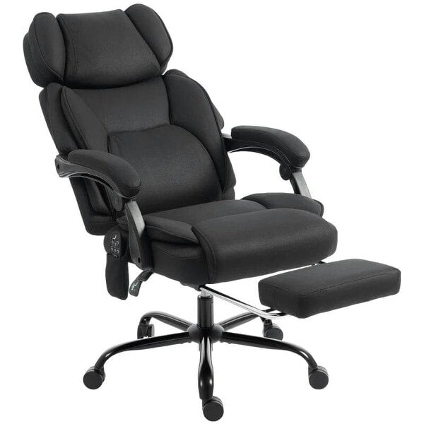 High Back Vibration Massage Office Chair Heated Reclining Computer Chair w/ Adjustable Height, Swivel Wheels, Black