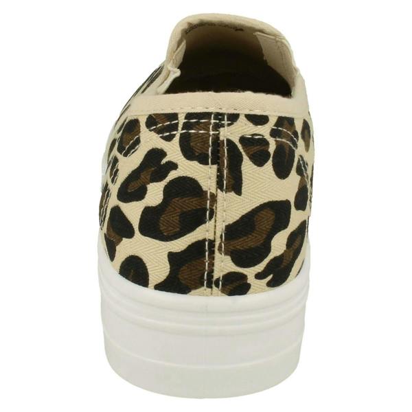 Spot On Ladies Spot On Platform Animal Print Canvas Pumps F80523