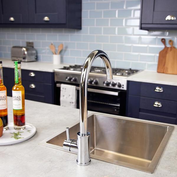 Top-Fix | Vito Swan Neck Style Kitchen Mixer Tap | Polished Chrome Finish