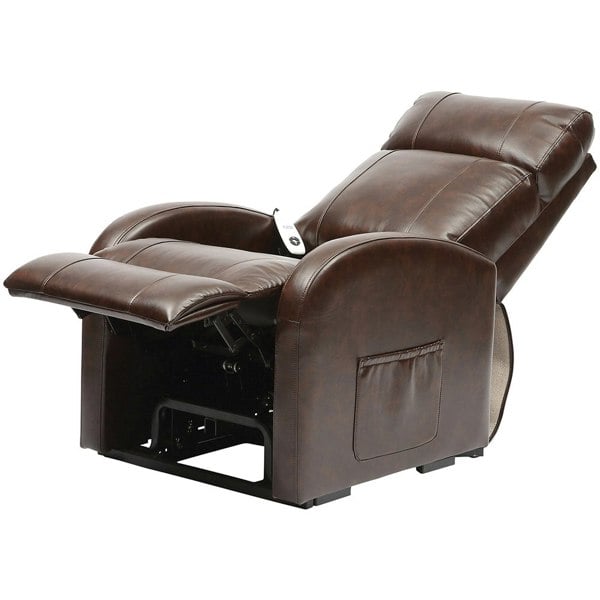 Single Motor Rise and Recline Lounge Chair - Chestnut PU Leather Material Loops