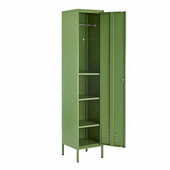 MMT Furniture Designs Metal Tall 3 Shelve Locker Cabinet, 1 Door Wardrobe Storage Cupboard for Home or Office