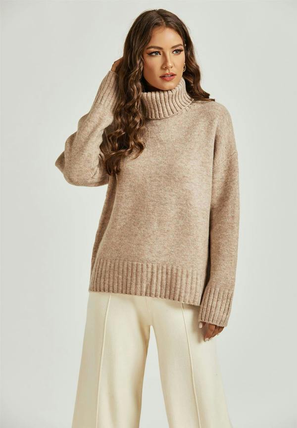 FS Collection Jumper Top With High Neck In Cream