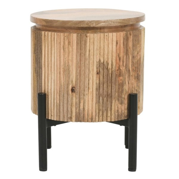 IH Design Niles Solid Wood Bedside Table with Metal Legs
