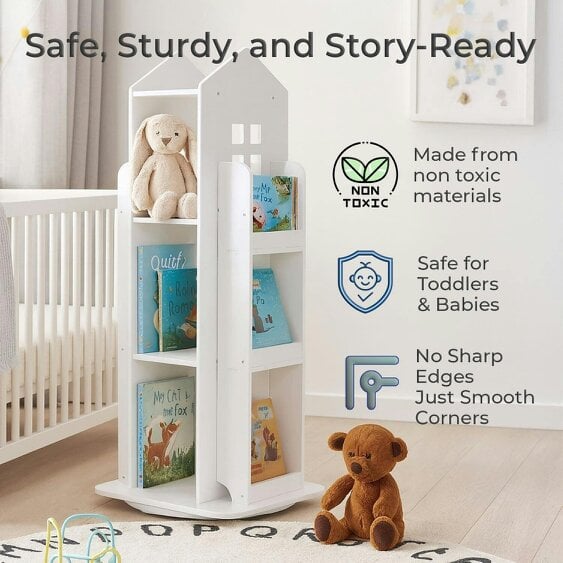 Neo White House Shaped 360° Rotating Kid's Freestanding Bookshelf