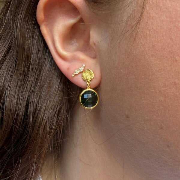 Reeves & Reeves Iris Drop Earrings - Gold Plate - Green Onyx