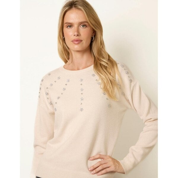Blue Vanilla Diamante Round Neck Jumper