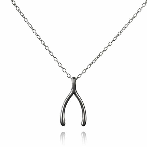 Sterling Silver Wishbone Pendant Necklace - namana.london