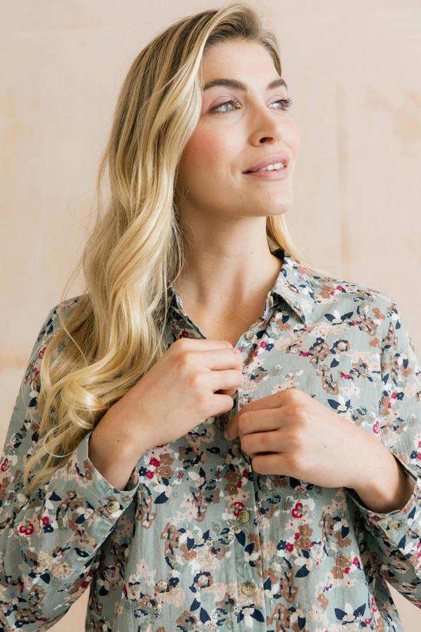 Lily & Me Patsy Organic Ditsy Shirt Ocean
