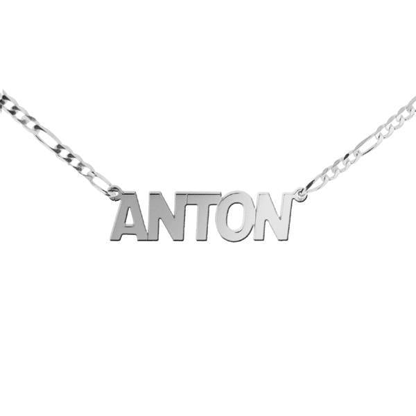 Christopher James of London Sterling Silver Mens Block Style Personalised Name Necklace