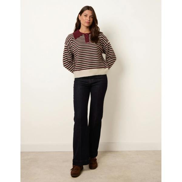Blue Vanilla Stripe Knit Polo Jumper