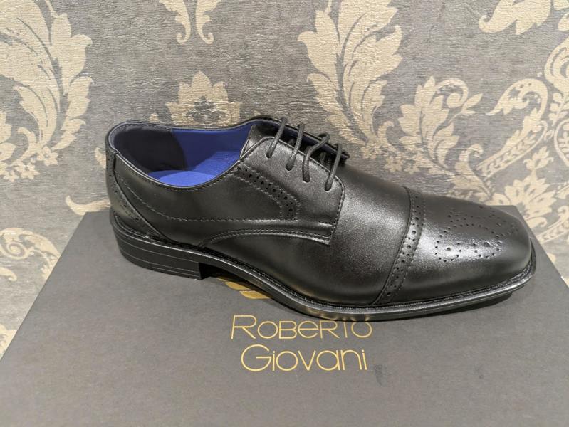 Roberto Giovani Eton Brogue Shoes - Black