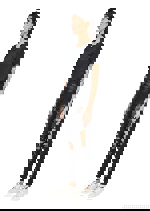 Smart Living Women's High-Waist Multi-Rip Mom Jeans - Black