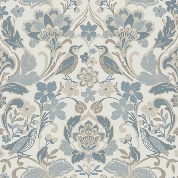 World Of Wallpaper Folk Floral Textured Wallpaper - Soft Blue
