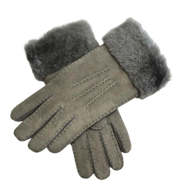 Infinity Leather Womens Genuine Sheepskin Suede Gloves with Fur Cuff