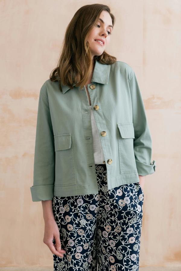 Lily & Me Effie Stretch Cotton Twill Jacket Silver Sage