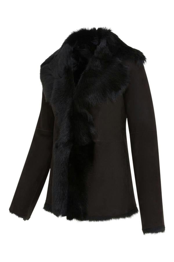 Infinity Leather Women's Sheepskin Toscana Shearling Suede Leather Jacket - Noiré