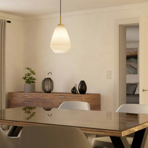 EGLO Caprarola Two Toned Satin Glass Single Pendant Light