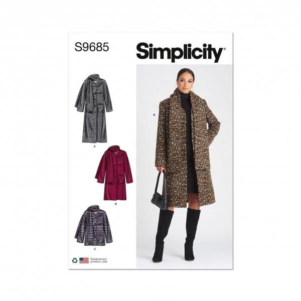 Simplicity Sewing Pattern 9685, Coats, Jackets for Women, D5 (4-6-8-10-12) - Intermediate