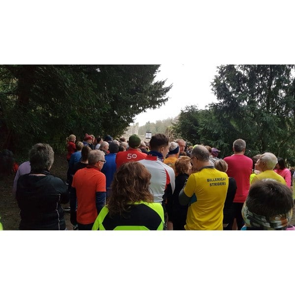 A photo of the start of park run at Fountains Abbey some wearing their Ruffnek scarves as a neck warmer. Park Run Snood – a lightweight, breathable scarf designed for men and women, perfect for running, training, and outdoor workouts in the UK.