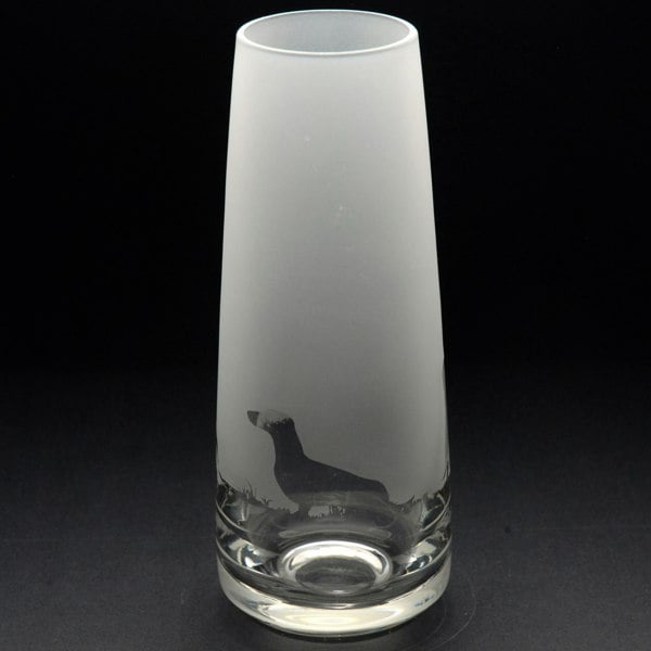 Glyptic Glass Art Dachshund Dog Glass Bud Vase - Hand Etched/Engraved Gift