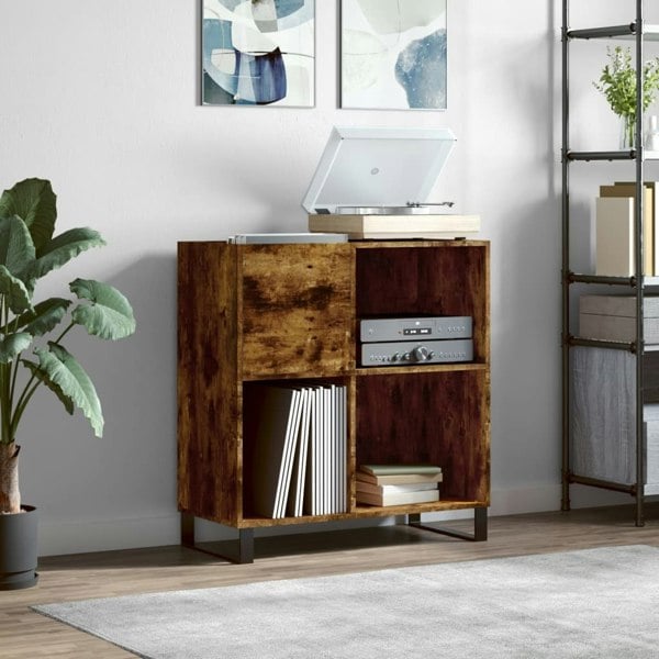Berkfield Record Cabinet Smoked Oak 84.5x38x89 cm Engineered Wood