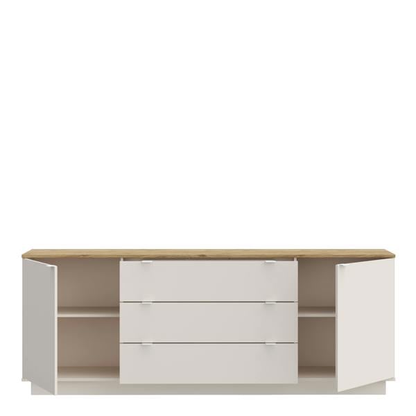 Furniture To Go Ganymede Large Sideboard with 3 Drawers & 2 Doors in Mauvella Oak and Sand
