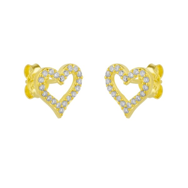 Spero London Heart Sterling Silver Stud Earrings