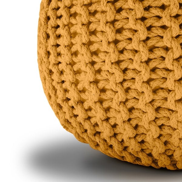 Snug City Knitted Pouffe Chunky Round Footstool Ottoman 100% Cotton