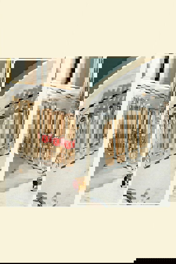 Living and Home Portable Dustproof Cosmetic Desktop Makeup Organizer with Handle