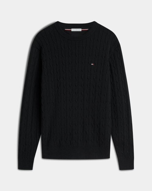 Tommy Hilfiger Classic Cable Mens Crew Jumper - Black