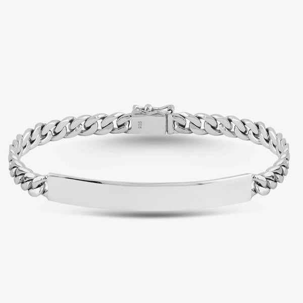 T. H. Baker Engravables- Silver 7.5 Inch Curb ID Bracelet BR-3207-7.5