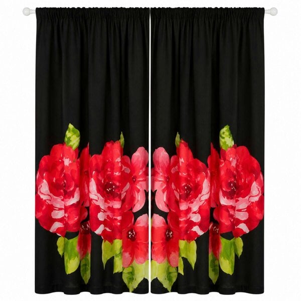 Smart Living Grace Curtain - Black/Red - 66"x72"