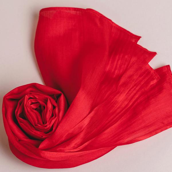 Bright Red Silk Scarf – Hand-Dyed Mulberry Silk, Christmas Gift & Wedding Wrap
