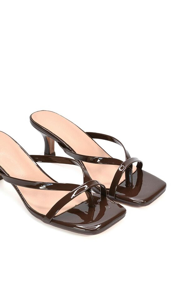 XY LONDON Kitten Heel Sandal Mules With Toe Post