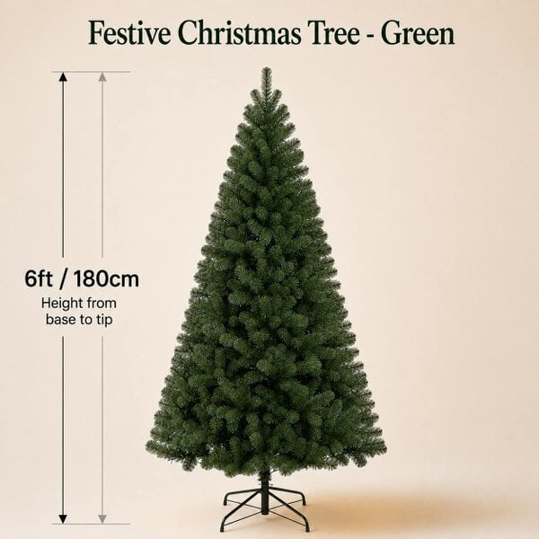 Outdoor Living Festive Christmas 6 FT Full Christmas Tree - Green
